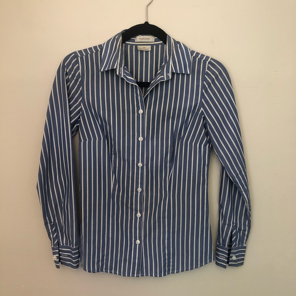 Van Heusen Blue and White Striped Button Down